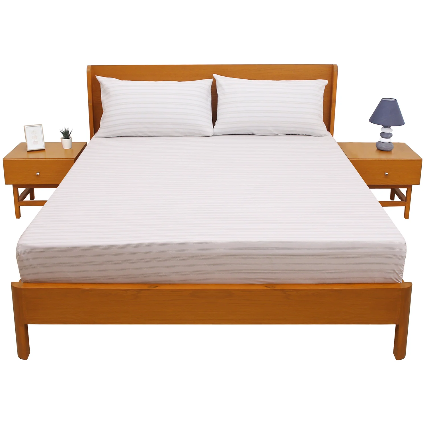 Linear Greens Double Bed Sheet 96″ × 102″ – Fresh Contemporary Line-Pattern Bedding - Image 2