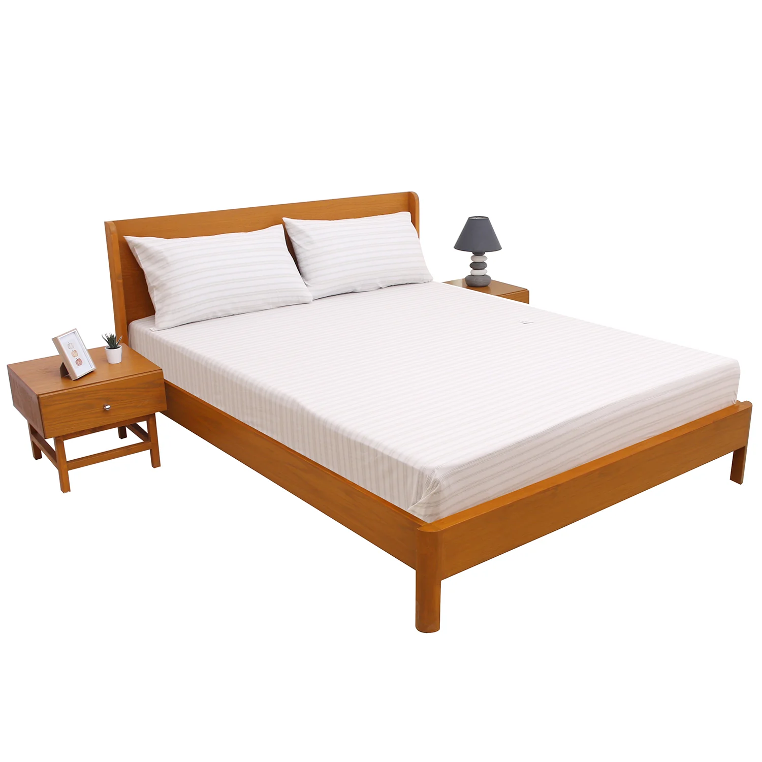 Linear Greens Double Bed Sheet 96″ × 102″ – Fresh Contemporary Line-Pattern Bedding - Image 3