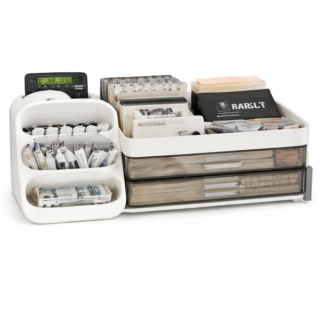 Luxury Cosmetic Box with Makeup Brush Organiser – Multi-Drawer Vanity Storage Organizer