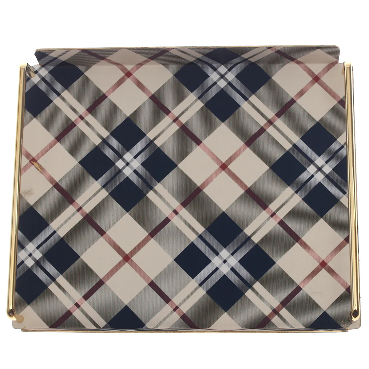Luxury Large Leather Tray – Checkered Pattern with Gold Frame | Elegant Serving & Organizer Tray (Model 6-1) - Image 2