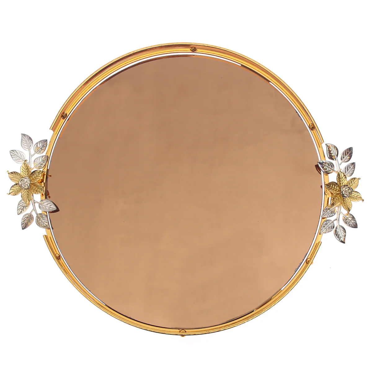 Luxury Vanity Dish – Large Golden Oval Tray with Floral Handles | Decorative Serving & Display Tray (Model 131-1) - Image 2