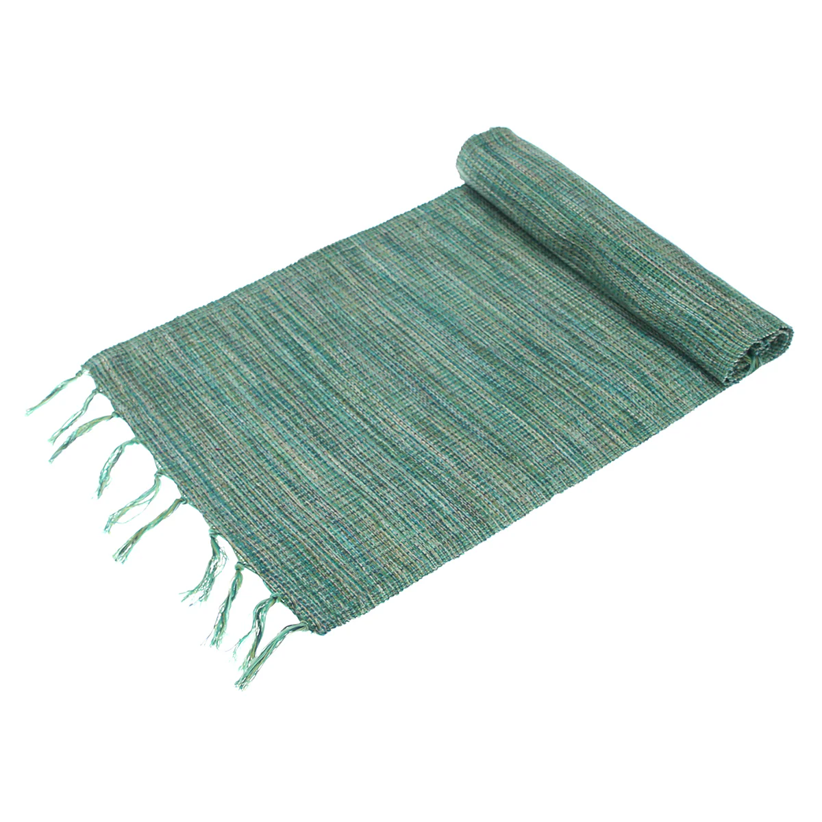 M. Green Texture Woven Table Runner 14x72" – Handcrafted Decorative Dining Table