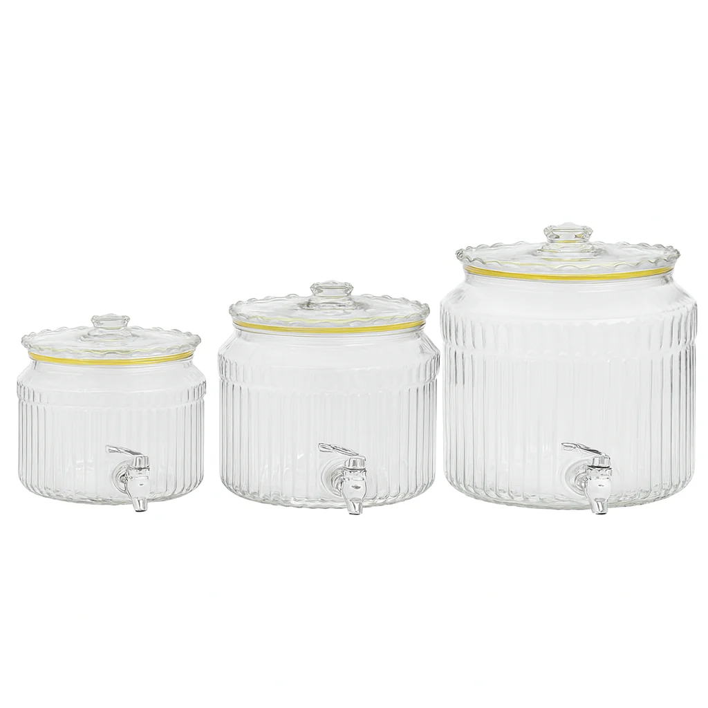 Manual Water Dispenser with Tap – Ribbed Clear Container (5.6L, 8L, 12L)