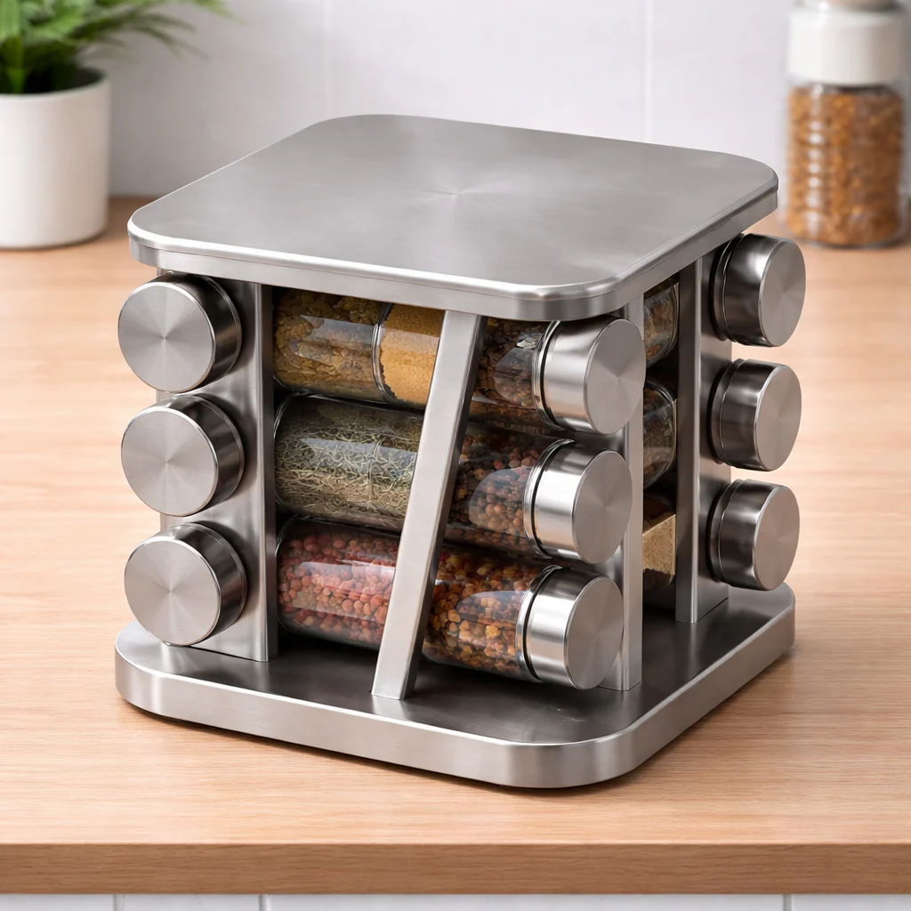 Masala Jar 16-Piece Square Set Spice Organizer Rack  Premium Spice Organizer Rack