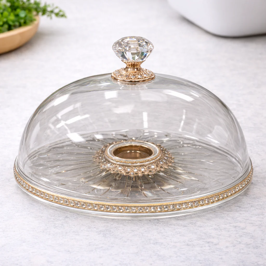 Medium Cake Dish with Copper Stand – Elegant Cake Display Dome