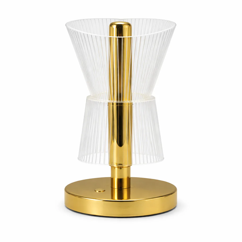 Modern Adjustable Acrylic LED Table Lamp – Gold Designer Accent Light for Bedroom & Living Room
