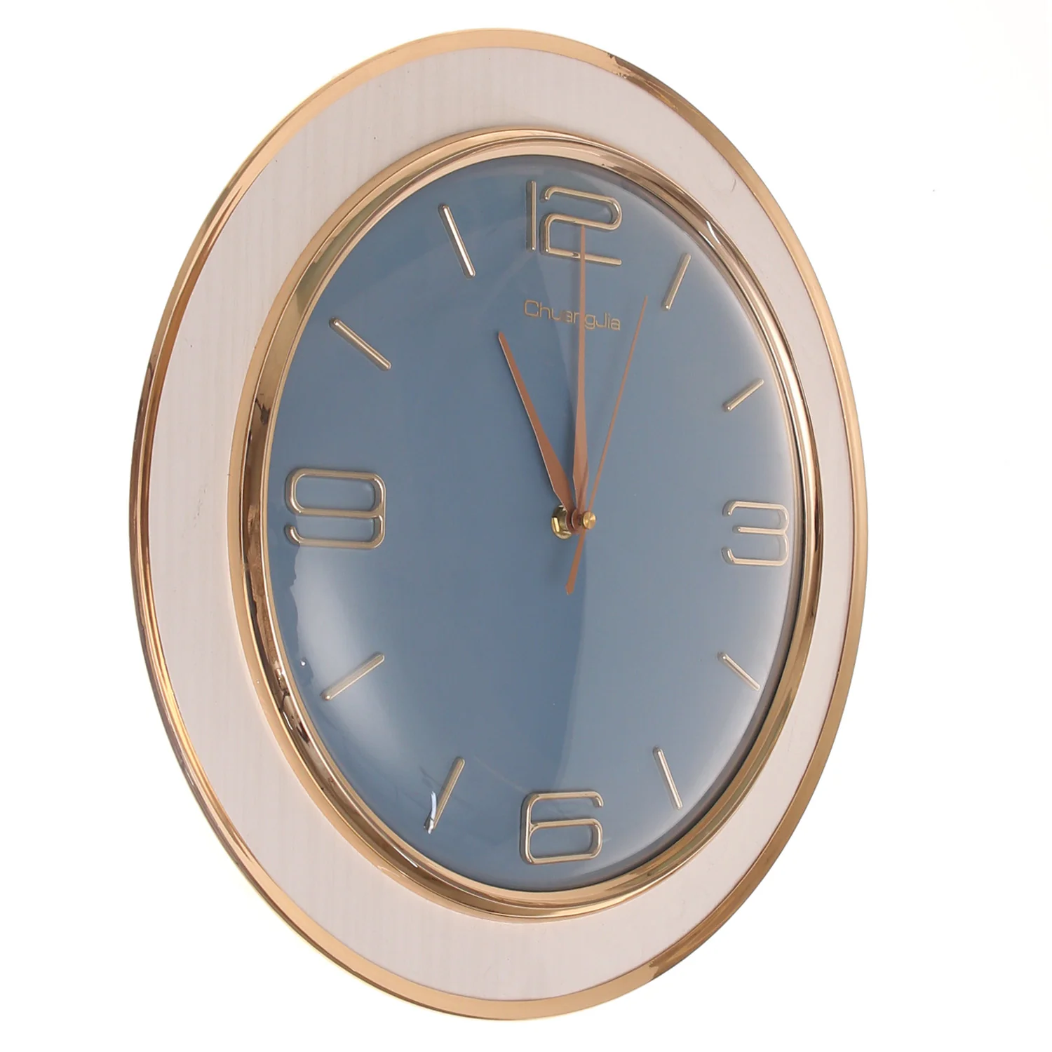 Modern Blue & White Wall Clock with Gold Accents - Image 2