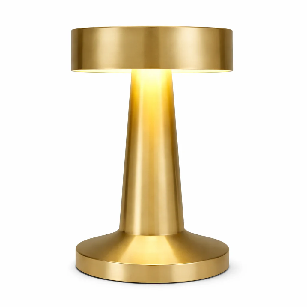 Modern Gold Dumbbell Shaped LED Table Lamp – Minimalist Decorative Bedside & Accent Light