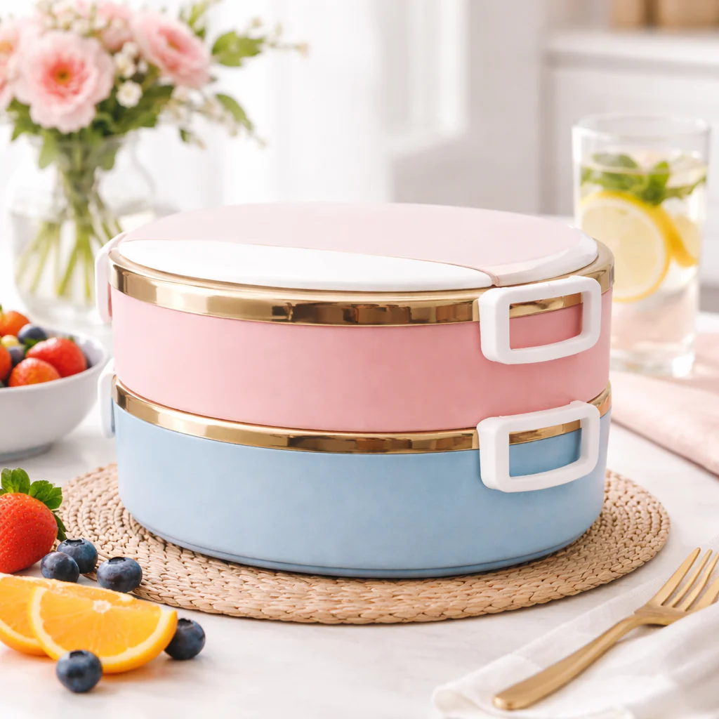 Multi-Color Stainless Steel Lunch Box (2 Layer / 3 Layer) – Insulated Stackable Tiffin Box with Leakproof Lid