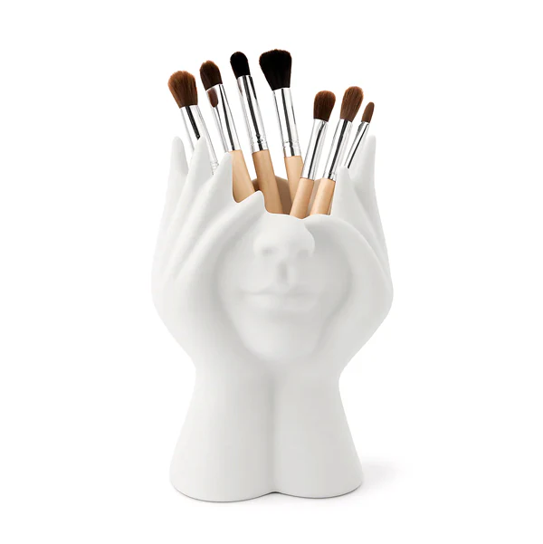 Multifunctional Makeup Brush Holder – Creative Face & Hands Design Organizer
