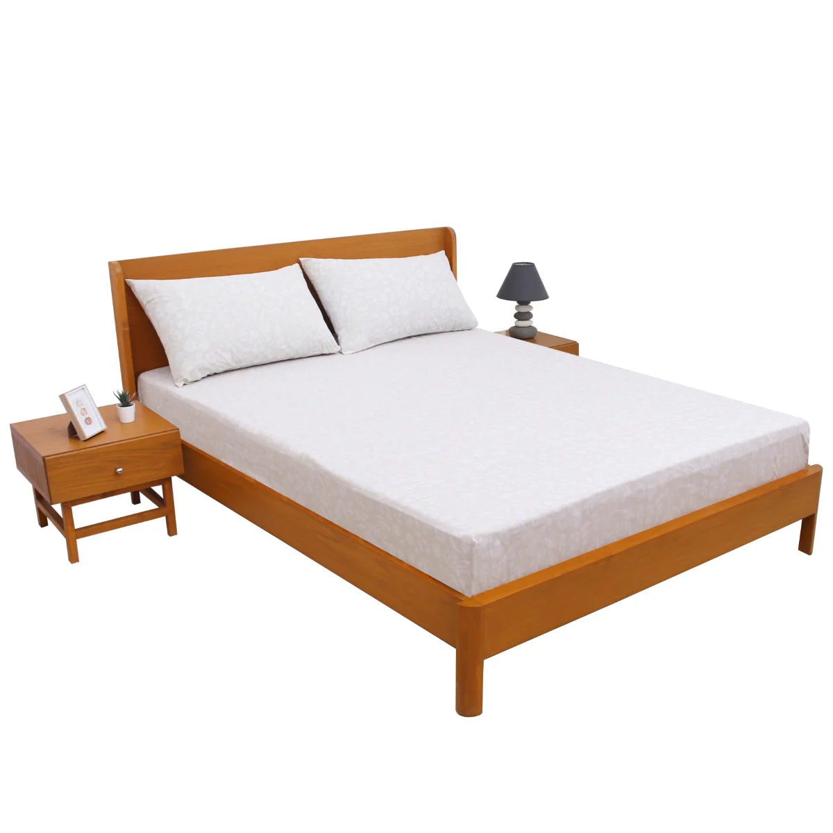 Neutral Beige Double Bed Sheet with Pillow Covers – 96x102 Inches - Image 2