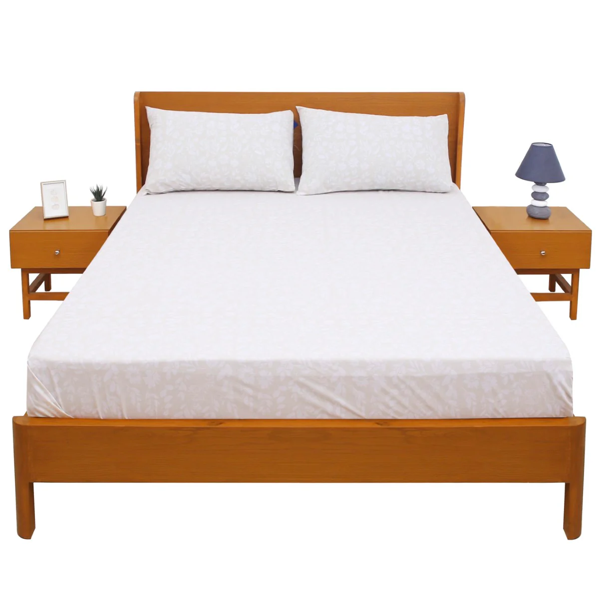 Neutral Beige Double Bed Sheet with Pillow Covers – 96x102 Inches - Image 3
