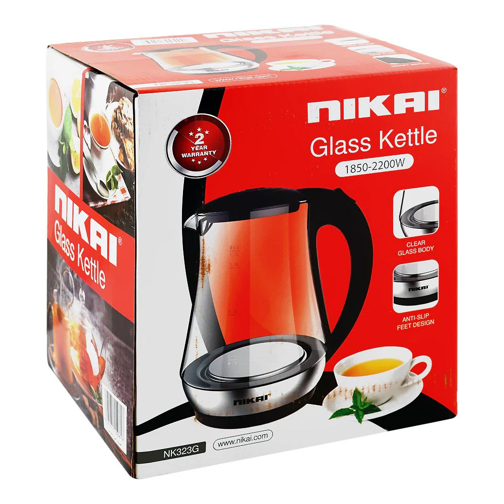 Nikai Electric Glass Kettle 1.7L – Model NK-323G | High Power Fast Boil Kettle - Image 2