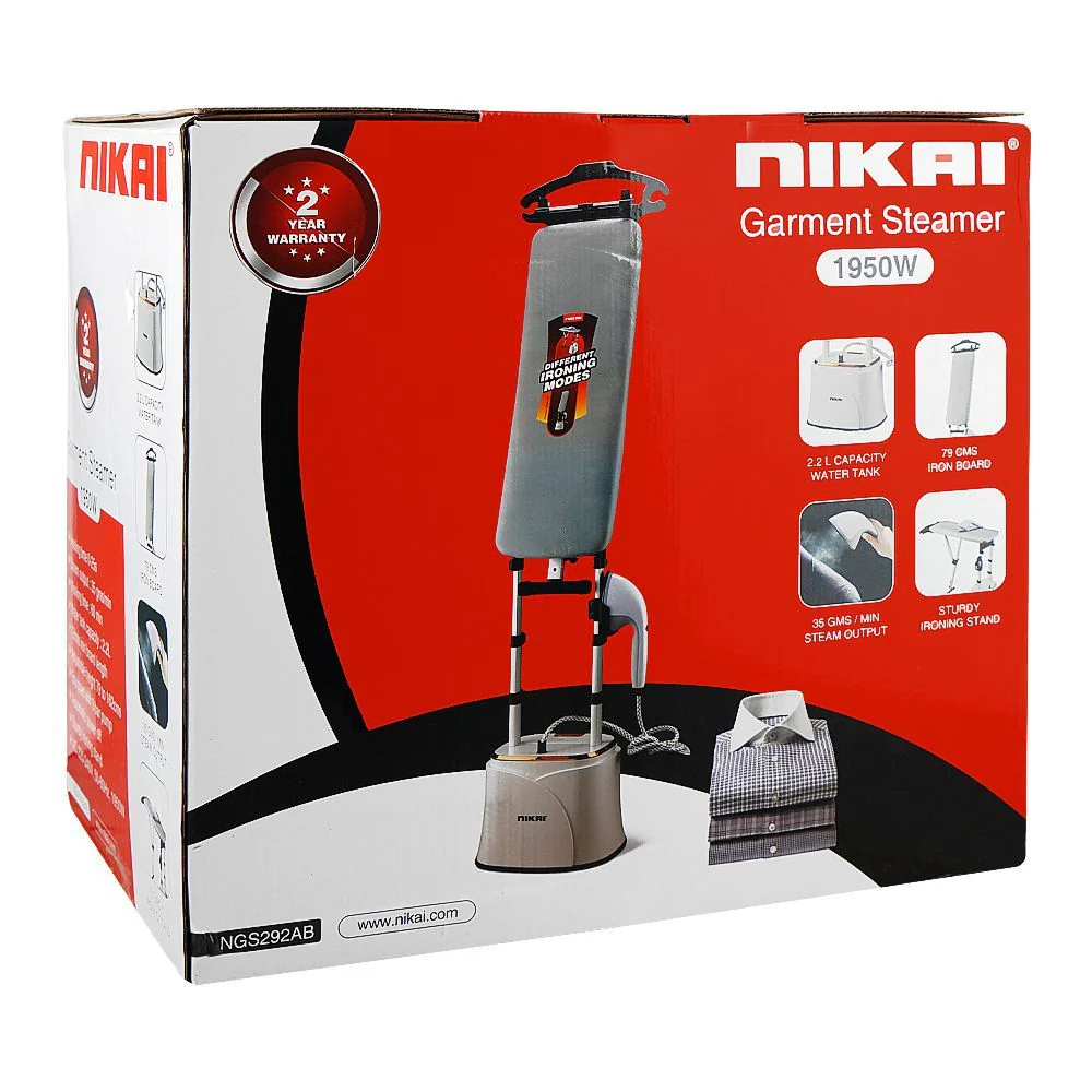 Nikai Garment Steamer NGS292AB – 1950W Professional Steam Iron with Built-In Board & 2.2L Water Tank - Image 2