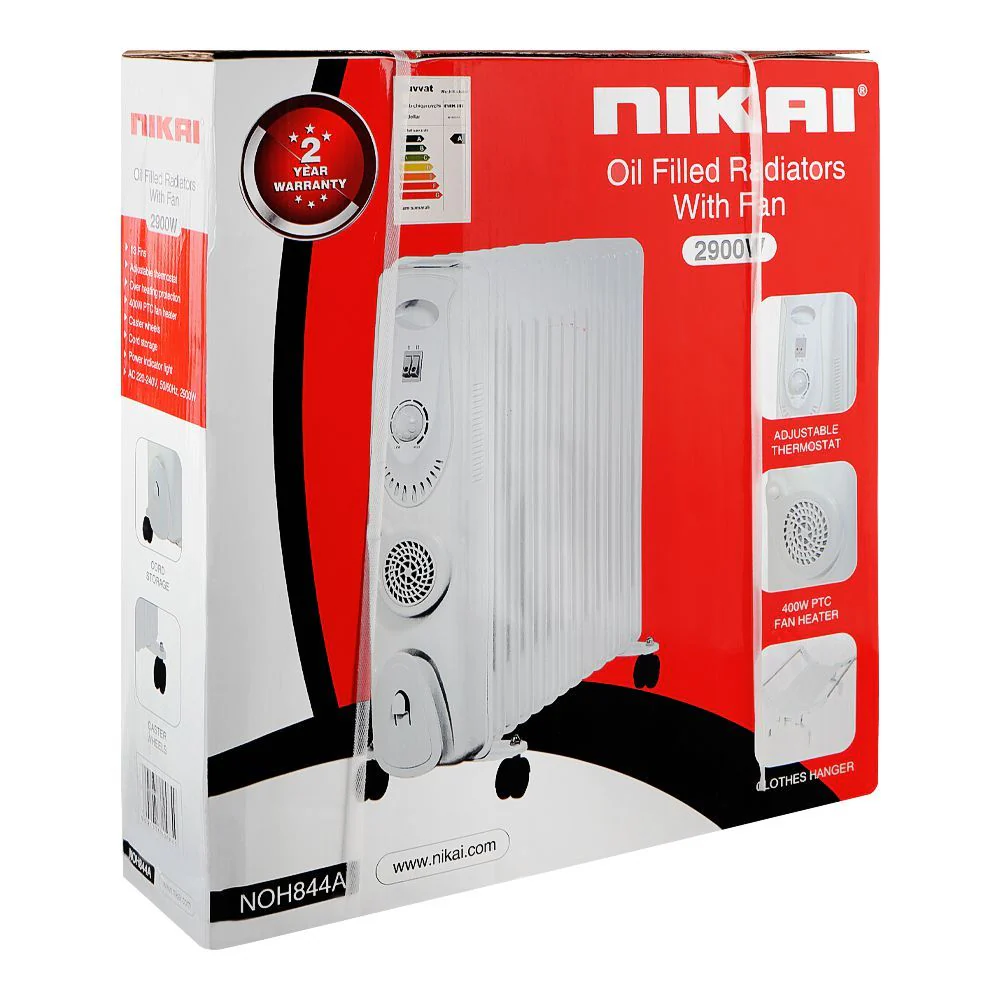 Nikai Oil Filled Radiator with Fan 2900W – Model NOH844A | Powerful Room Heater - Image 2