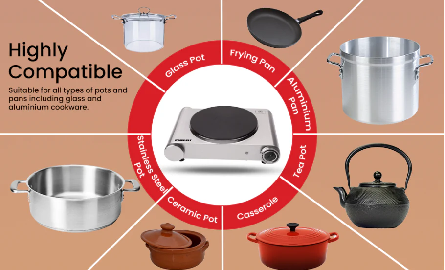 Nikai Single Electric Hot Plate 1500W with Adjustable Thermostat – Stainless Steel Portable Cooker (NKT0E4N2) - Image 4