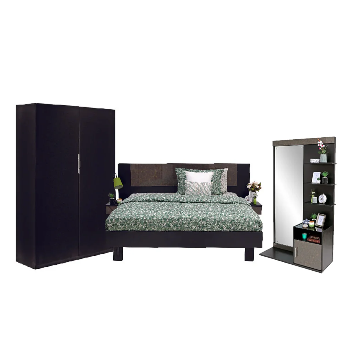 Novak - Bed, Dresser & 2 Door wardrobe