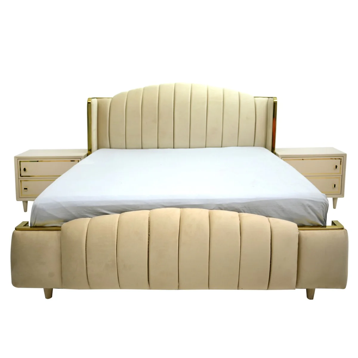 Opulent King Size Bed with 2 Side Tables - Image 2