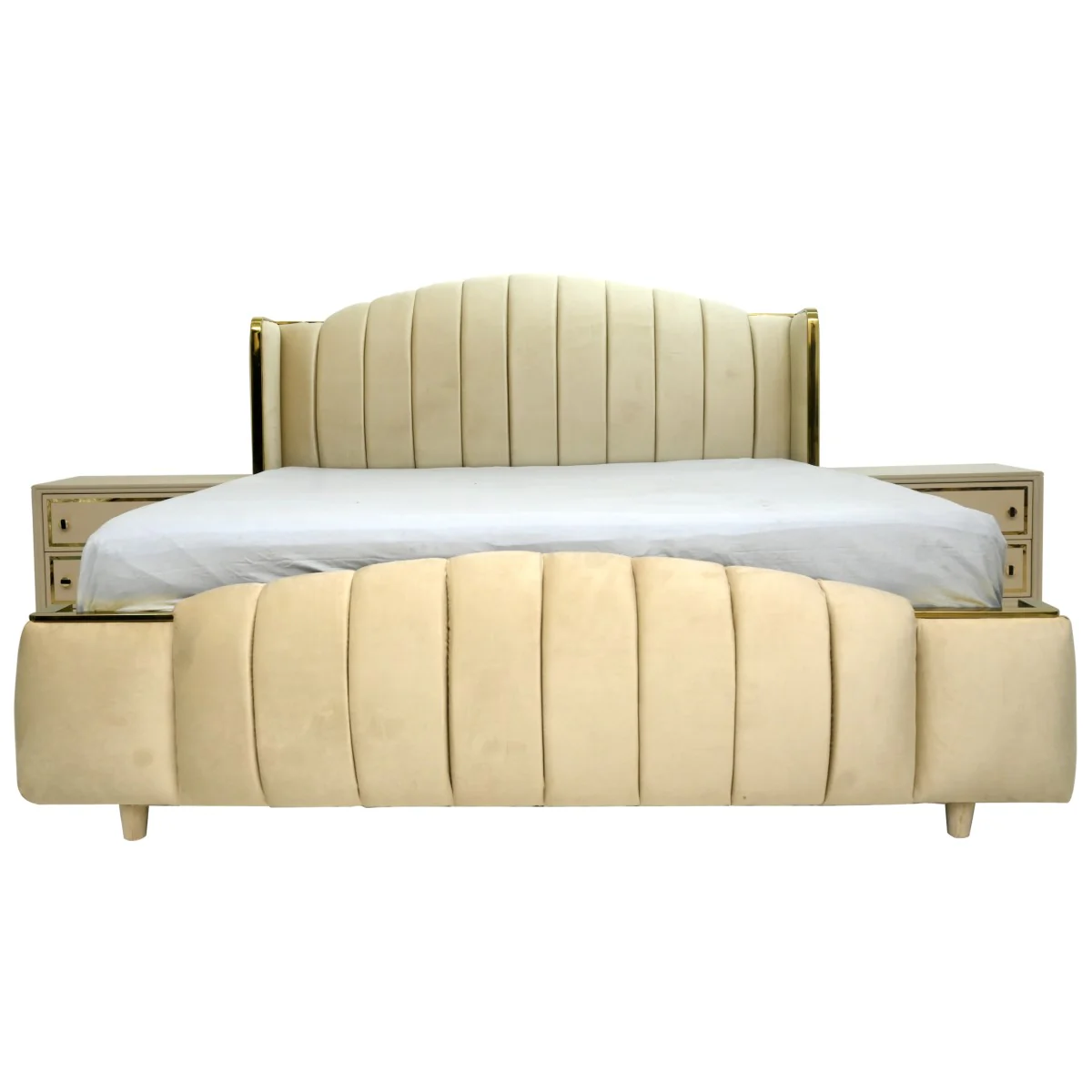 Opulent King Size Bed with 2 Side Tables - Image 5