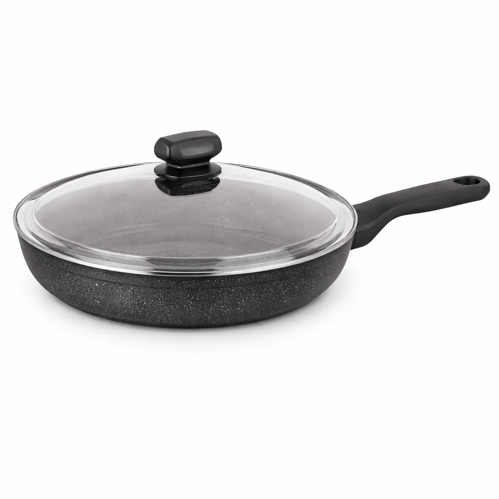 Ornella Aluminum Frypan with Glass Lid – 28x5.5 cm / 24x4.7 cm