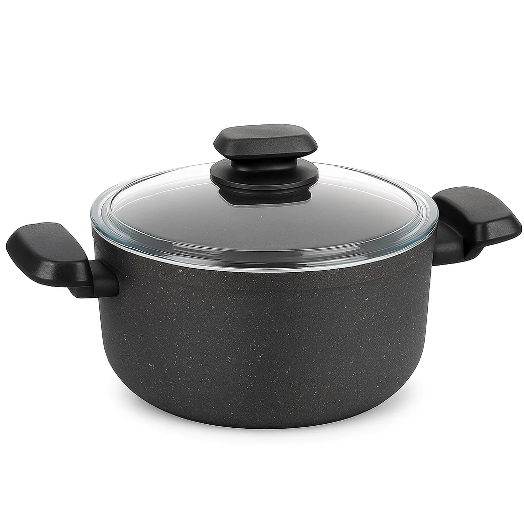 Ornella Aluminum Non-Stick Casserole with Glass Lid – 24x12.5 cm (5.0 L) & 28x14.5 cm (8.0 L) - Image 2