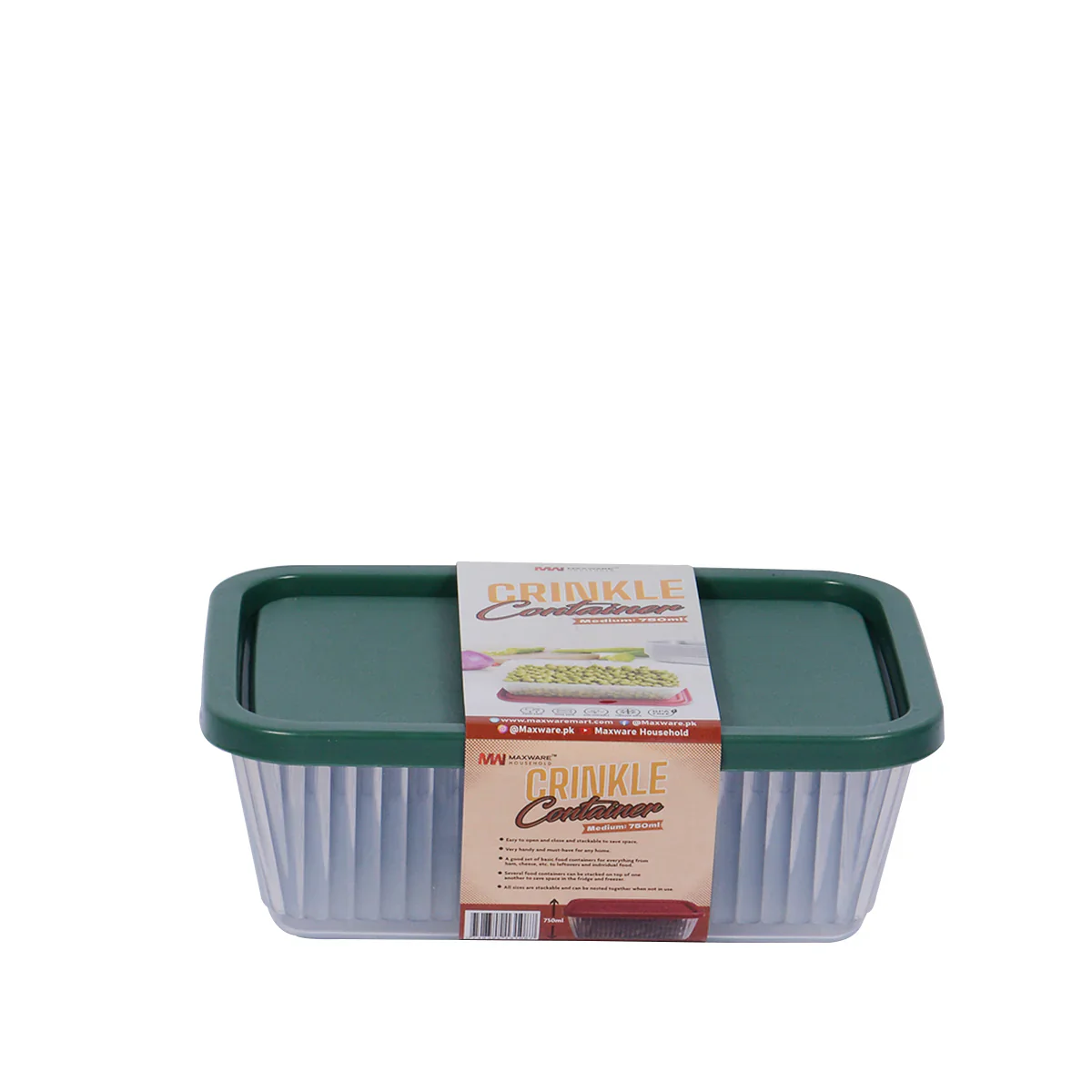 Pack of 2 - Crinkle Storage Container medium (Assorted) – Medium Airtight Plastic Kitchen Jar for Snacks, Spices & Dry Food (Coffee, Brown, Teal, Green, White, Red)