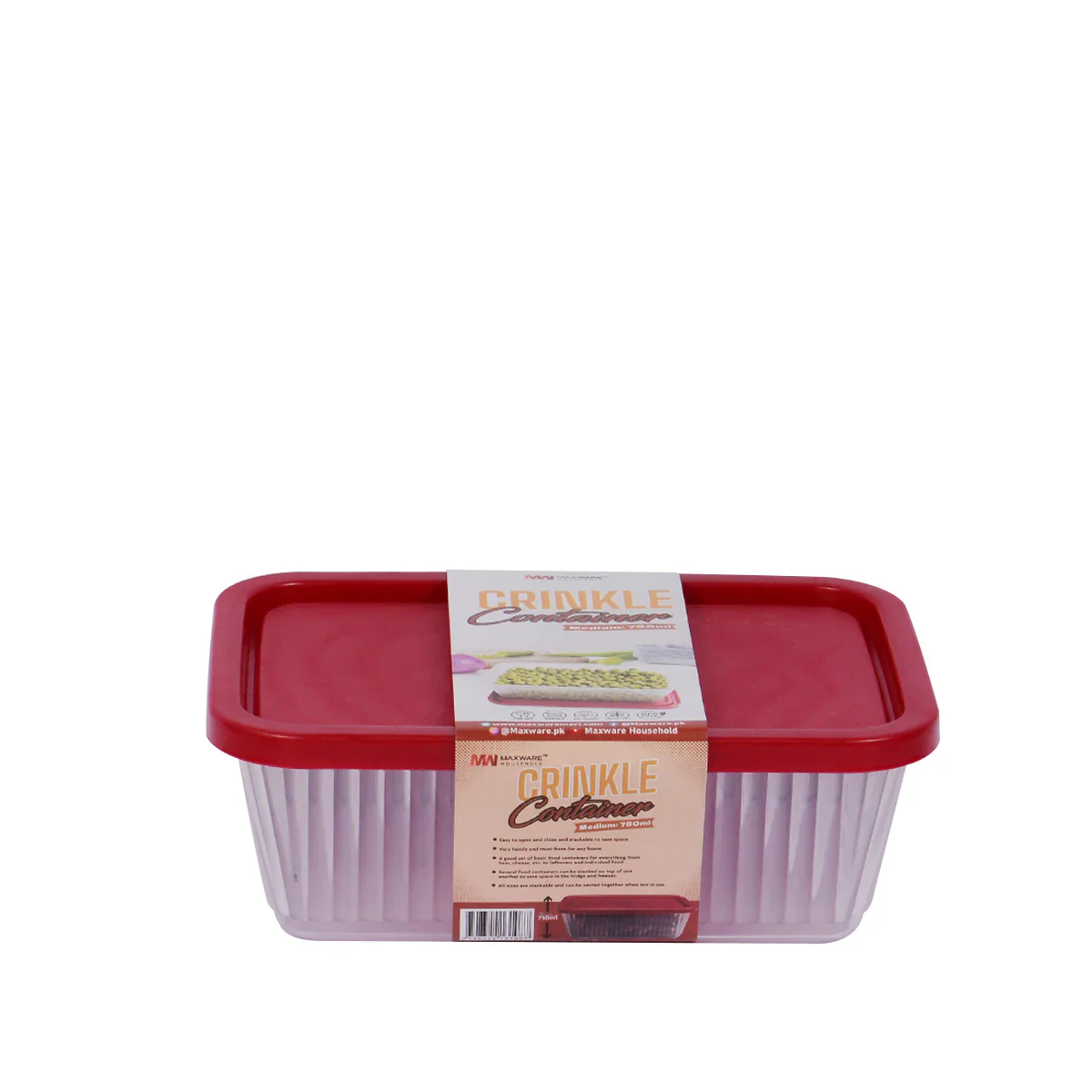 Pack of 2 - Crinkle Storage Container medium (Assorted) – Medium Airtight Plastic Kitchen Jar for Snacks, Spices & Dry Food (Coffee, Brown, Teal, Green, White, Red) - Image 2