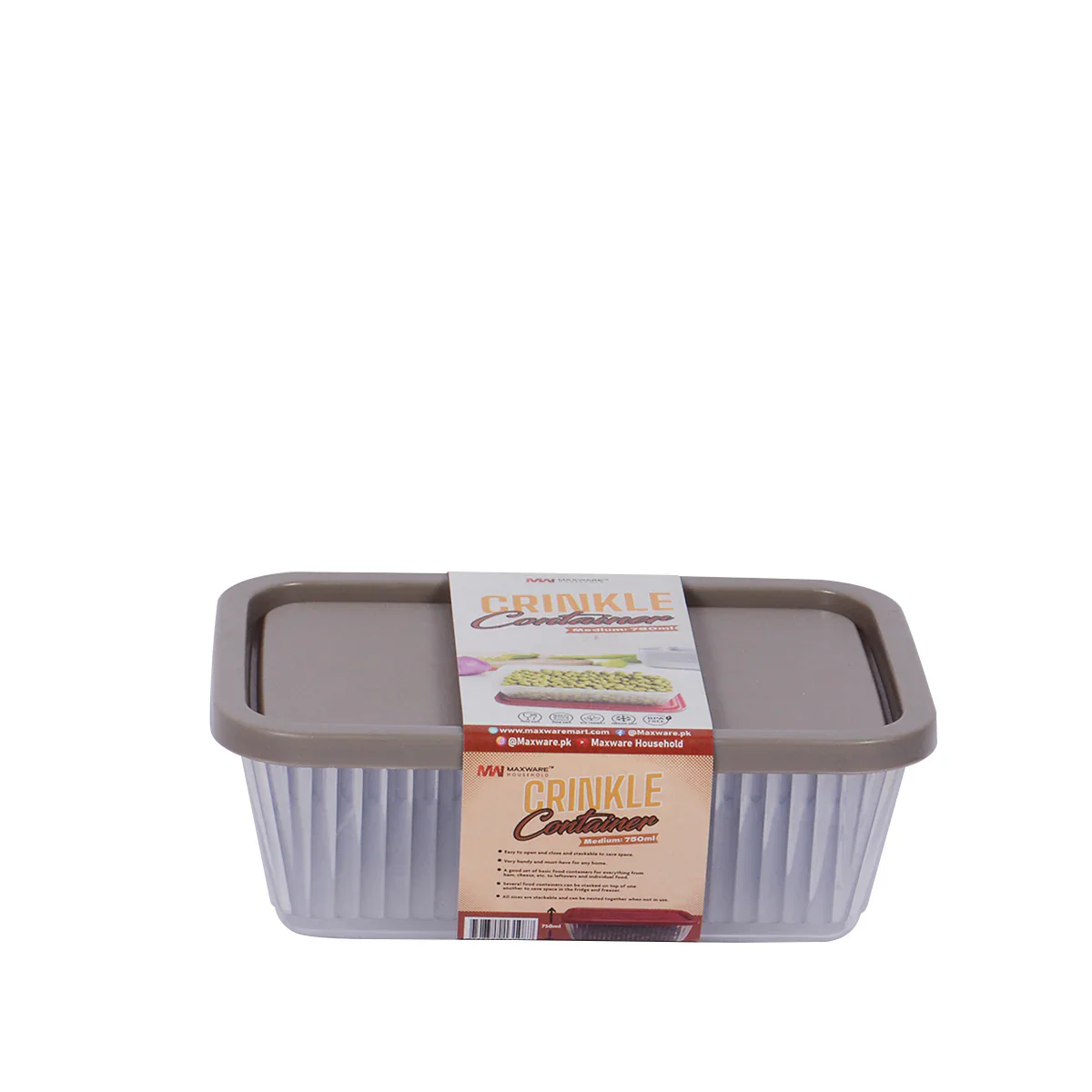 Pack of 2 - Crinkle Storage Container medium (Assorted) – Medium Airtight Plastic Kitchen Jar for Snacks, Spices & Dry Food (Coffee, Brown, Teal, Green, White, Red) - Image 4