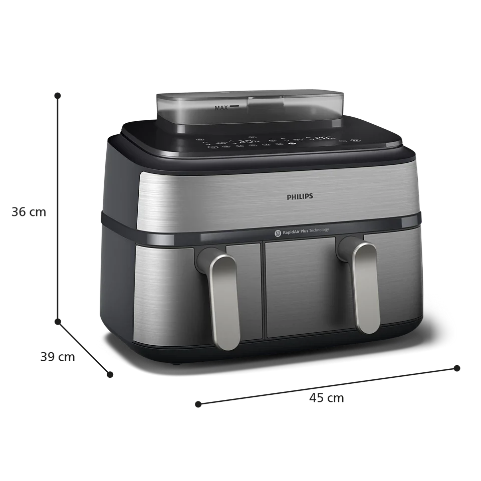 Philips 5000 Series Dual Basket Airfryer with RapidAir Plus Technology – Smart Dual-Zone Cooking (NA555/09) - Image 2
