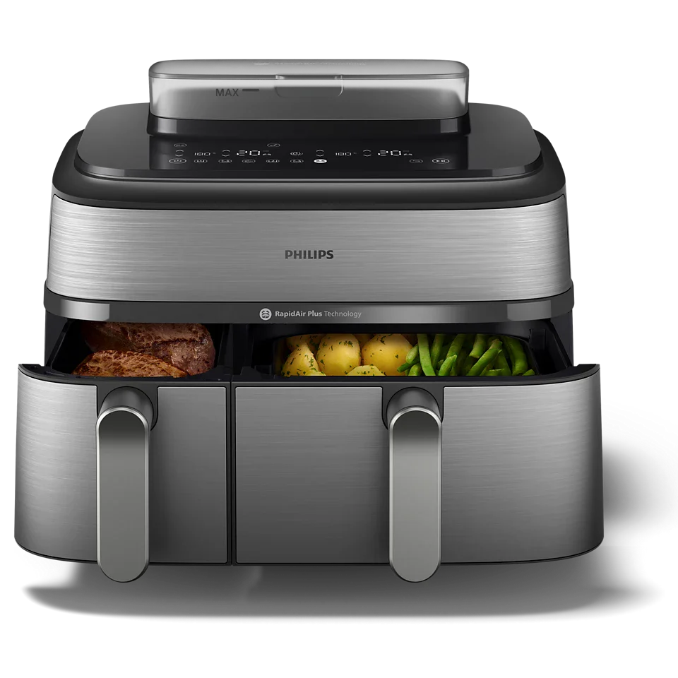 Philips 5000 Series Dual Basket Airfryer with RapidAir Plus Technology – Smart Dual-Zone Cooking (NA555/09) - Image 4