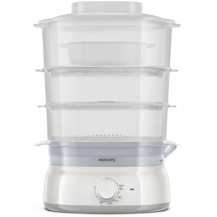 Philips Daily Collection Food Steamer 900W with 3-Tier Baskets, Egg Rack & Rice Bowl (HD9125/90)