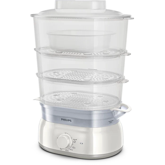 Philips Daily Collection Food Steamer 900W with 3-Tier Baskets, Egg Rack & Rice Bowl (HD9125/90) - Image 2