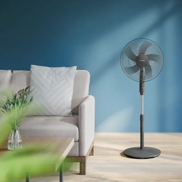 Philips Series 600 Pedestal Fan with Powerful Airflow & Adjustable Height – Quiet Cooling Fan (ACP620/01) - Image 3