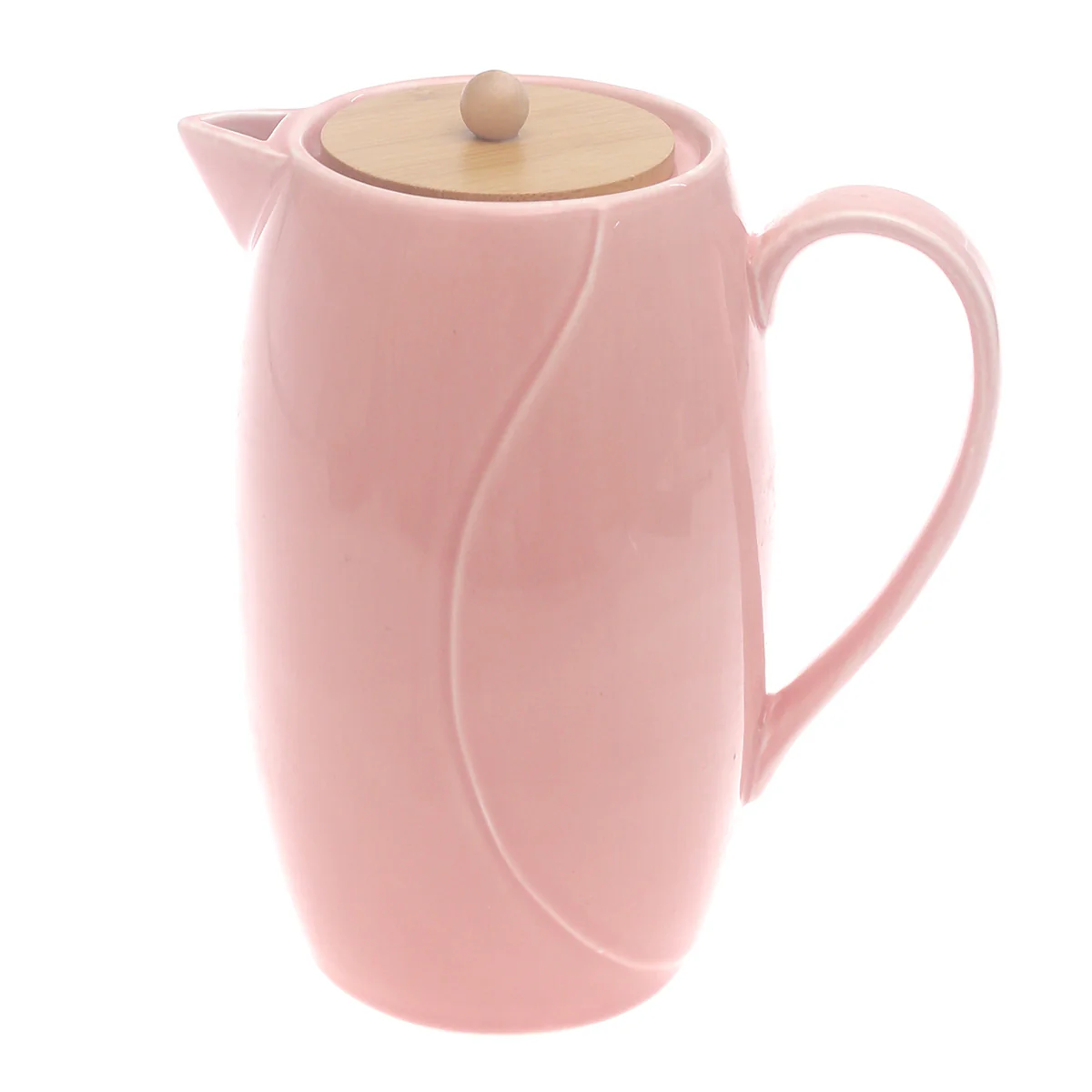 Pink Ceramic Tea Pot with Wooden Lid 8 Inch – Elegant Modern Teapot