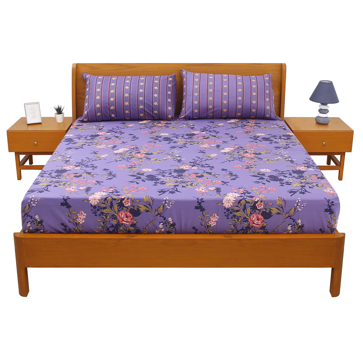 Pink Floral Double Bed Sheet 92x98" - Image 3