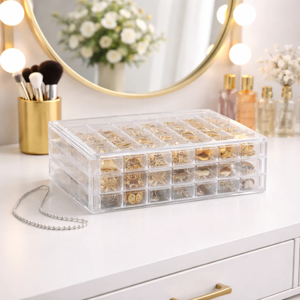 Plastic Jewellery Case – Transparent Multi-Compartment Organizer - Image 2
