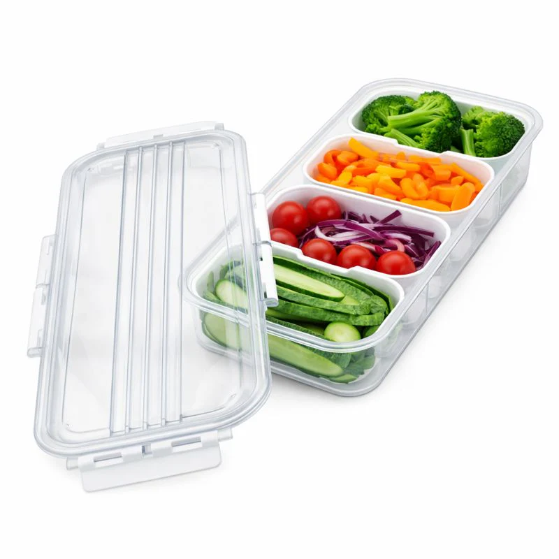 Plastic Snack Storage Box with 4 or 6 Partitions – Transparent Food Organizer with Lid - Image 2