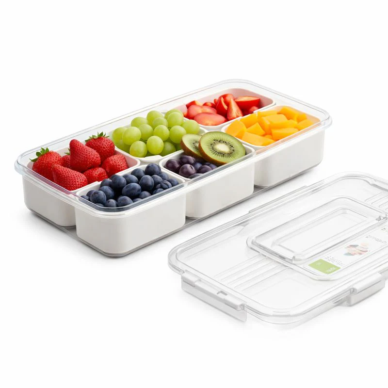 Plastic Snack Storage Box with 4 or 6 Partitions – Transparent Food Organizer with Lid - Image 3