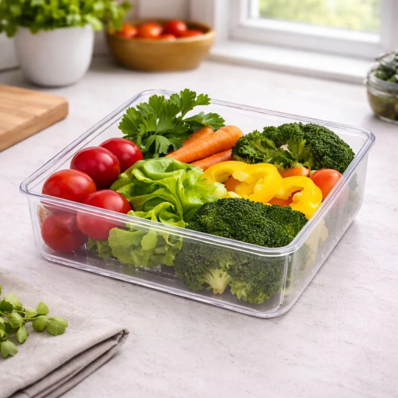 Plastic Transparent Freezer Box – Clear Food Storage Container for Fruits, Vegetables & Meal Prep