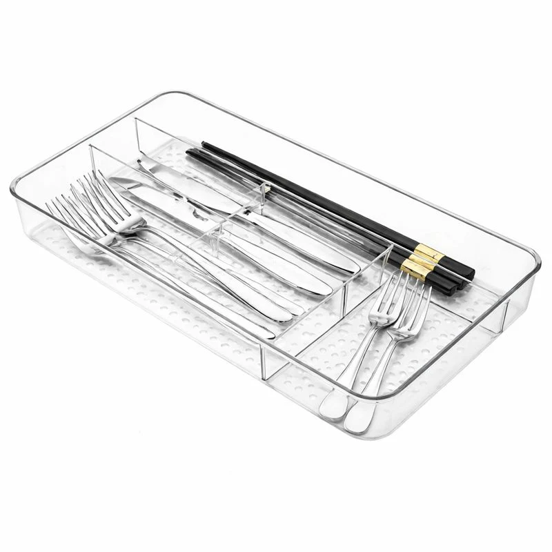 Plastic Utensil Dish Organizer – Clear Cutlery Tray with Multiple Compartments for Drawer Storage - Image 2