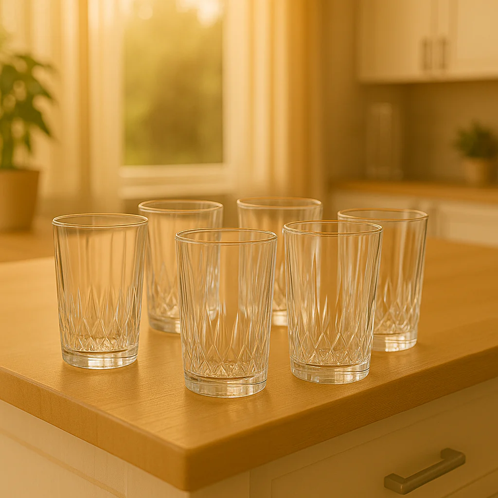Premium Cut-Design Tumbler Glasses 335 ml – Set of 6