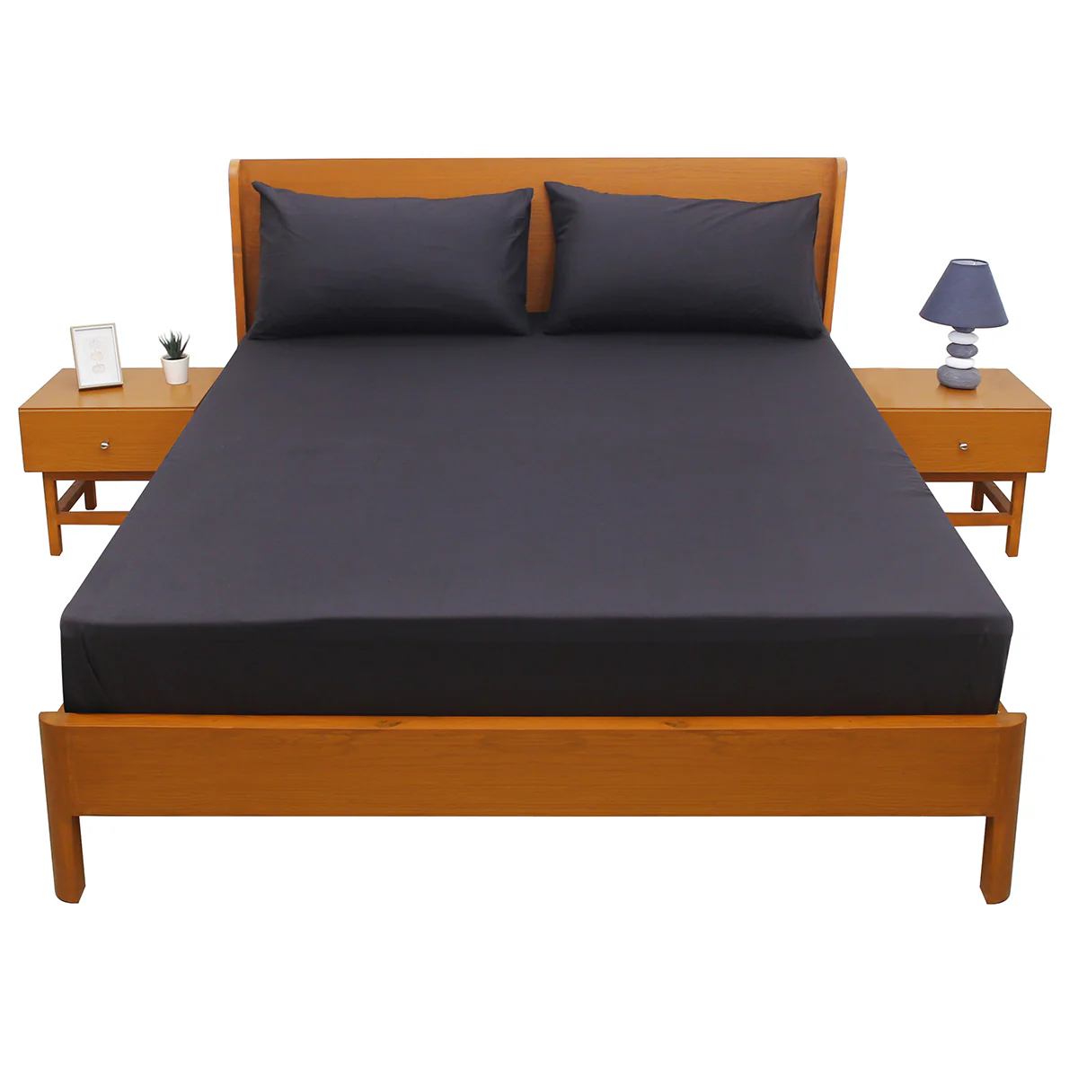 Premium Double Bed Sheet 96x102" – Black Dyed Cotton | Soft & Durable Bedding - Image 2