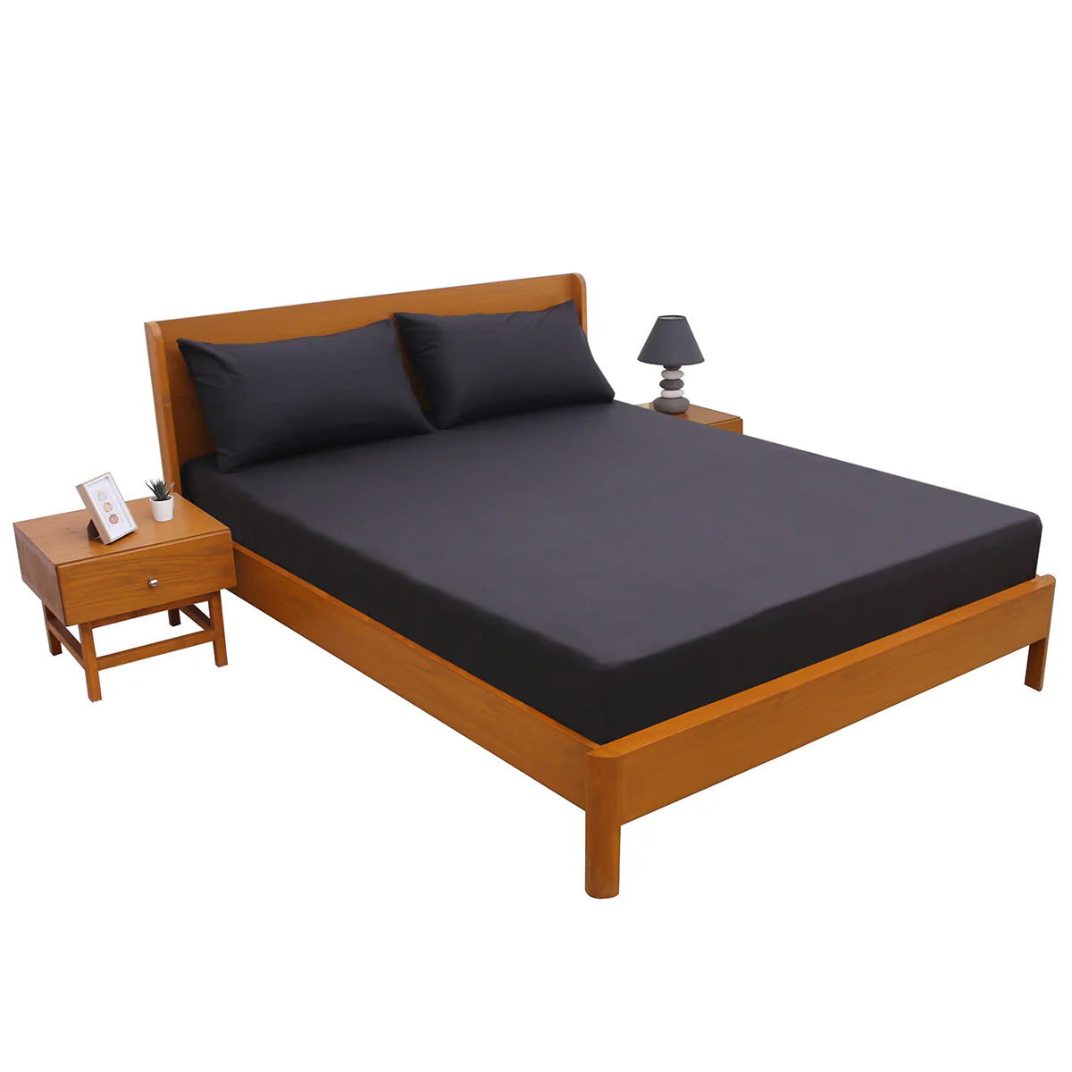 Premium Double Bed Sheet 96x102" – Black Dyed Cotton | Soft & Durable Bedding - Image 3