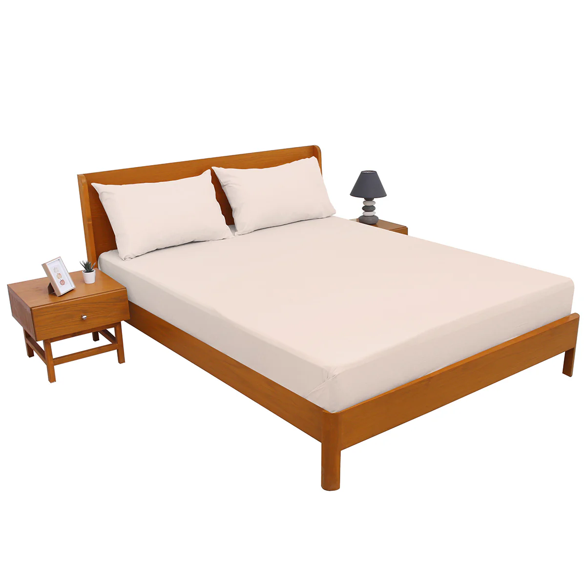 Premium Double Bed Sheet 96x102" – Cream Dyed Cotton | Elegant & Soft Bedding Set - Image 2