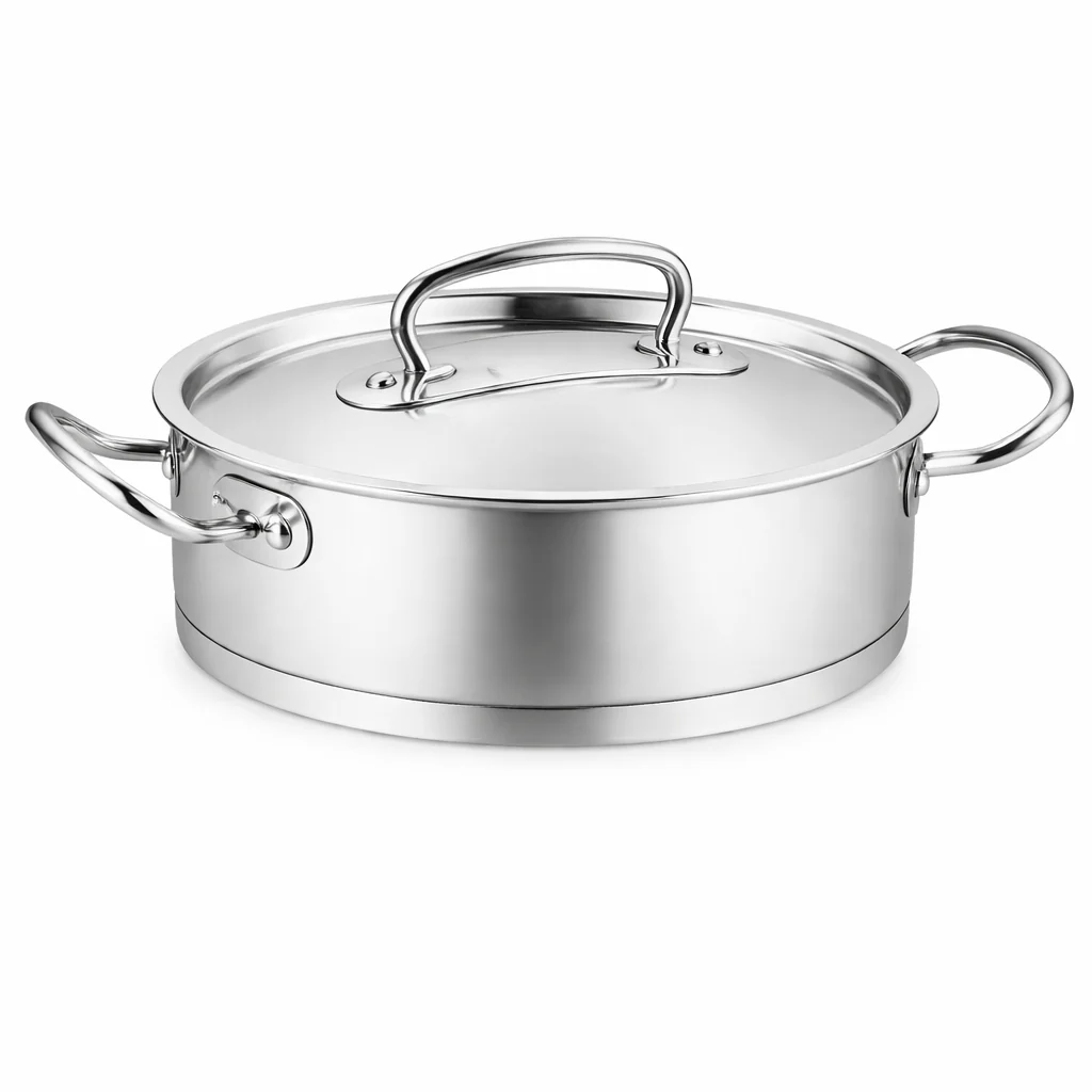 Proline Low Casserole 20x9 cm / 24x10 cm – Stainless Steel Cooking Pot with Lid