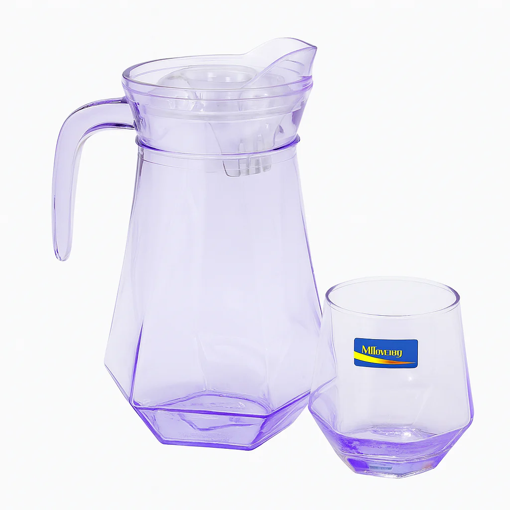 Purple-Tinted 7-Piece Water Set – 1.4 L Jug with 340 ml Glasses (Premium Coloured Glassware) - Image 2