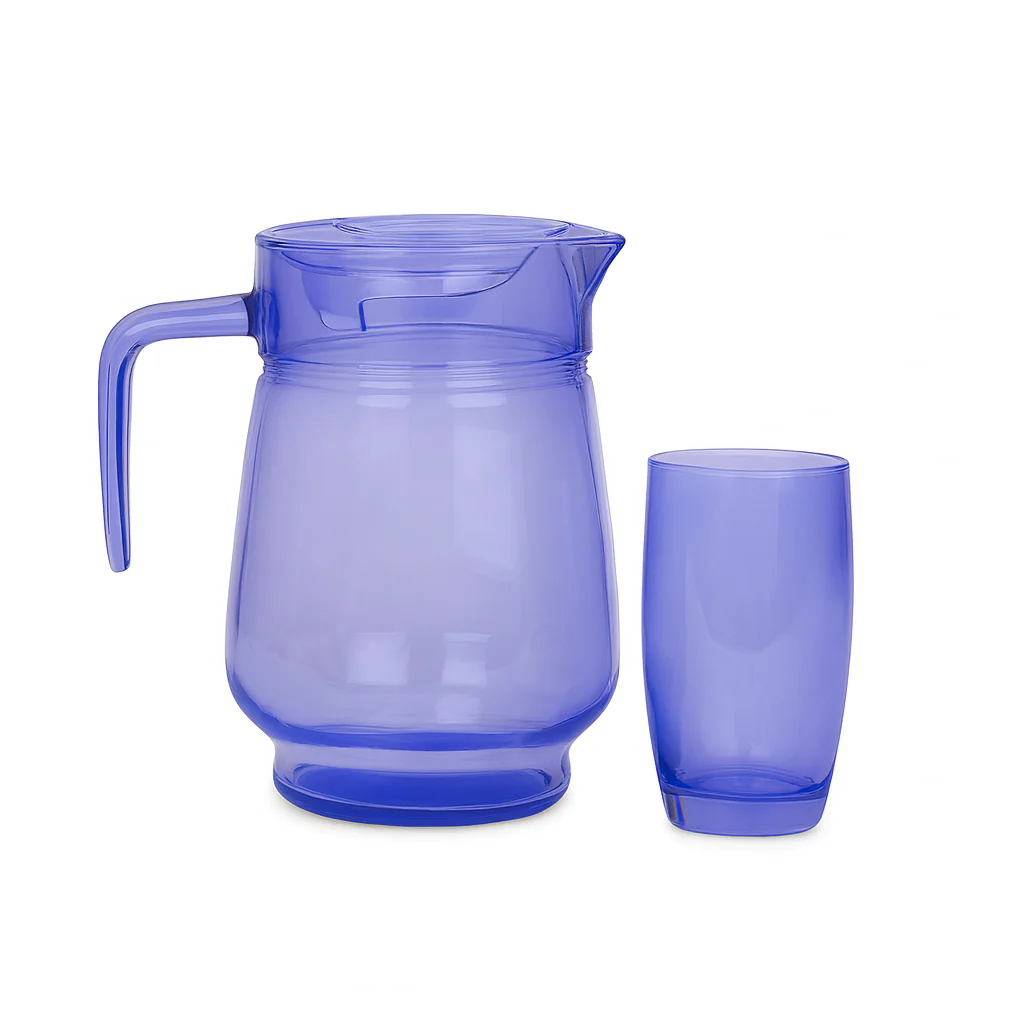 Purple-Tinted Glass Water Set – 7-Piece Jug & Tumbler Set (1.25 L Jug + 320 ml Glasses) - Image 2