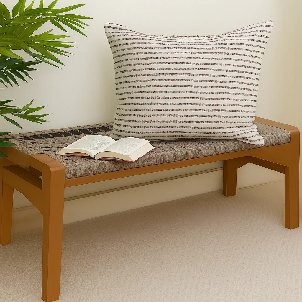 Rang Textured Cushion Cover 20x20 – Handwoven Cotton Throw Pillow in Neutral Earth Tones