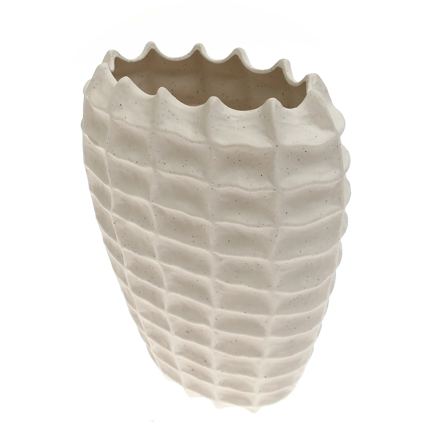 Rectangular Weave Textured White Vase - Image 2