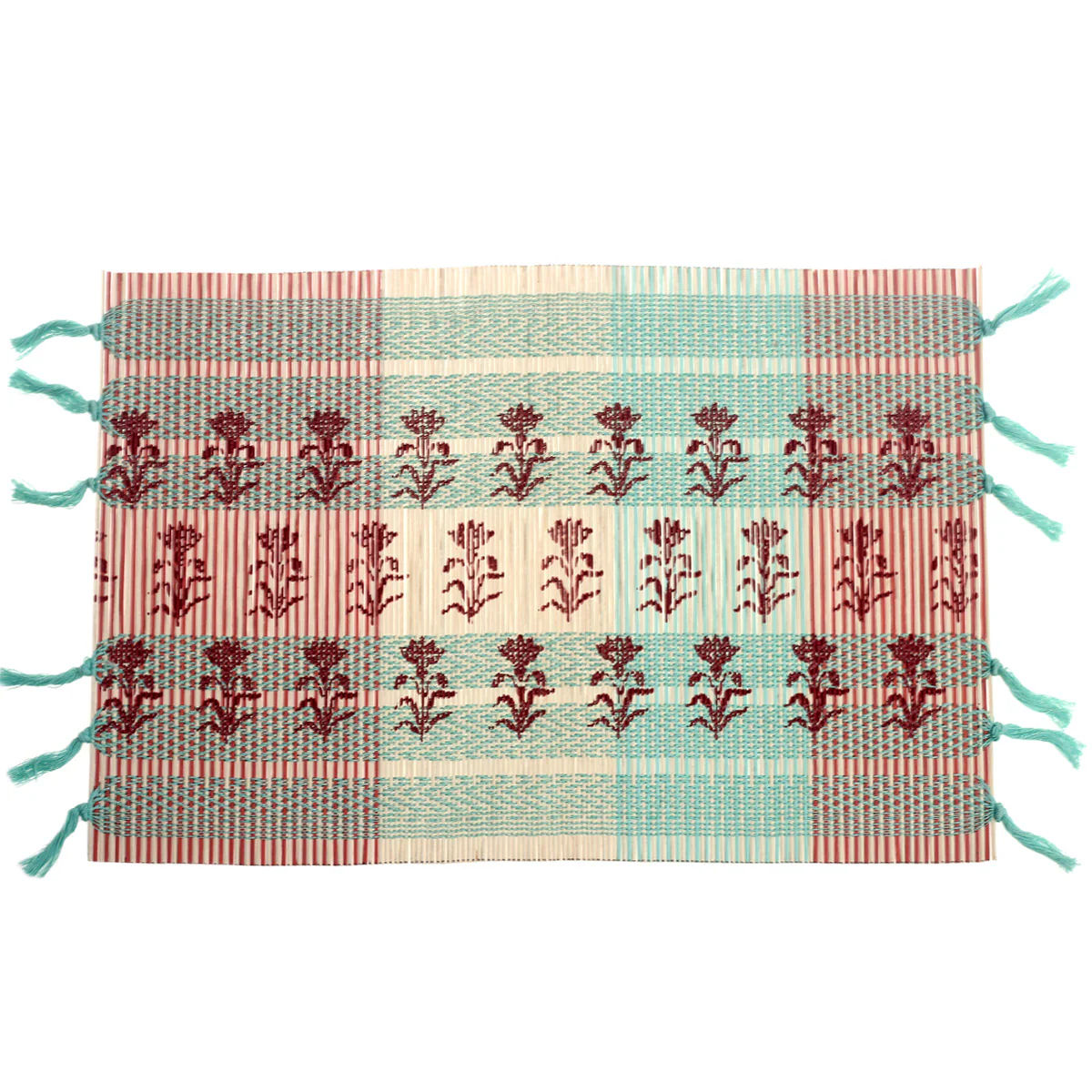 Resham Phool Bamboo Placemat 13x19" – Handcrafted Eco-Friendly Floral Table Mat